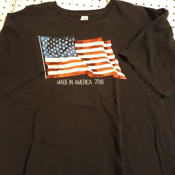 Made in America Patriotic T Shirt American Flag Graphic 2018 Black Size XL - Picture 1 of 6
